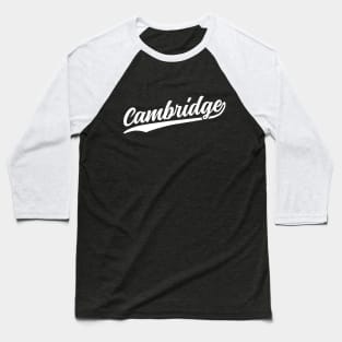 Cambridge Cursive White Vintage Athletic Script Baseball T-Shirt